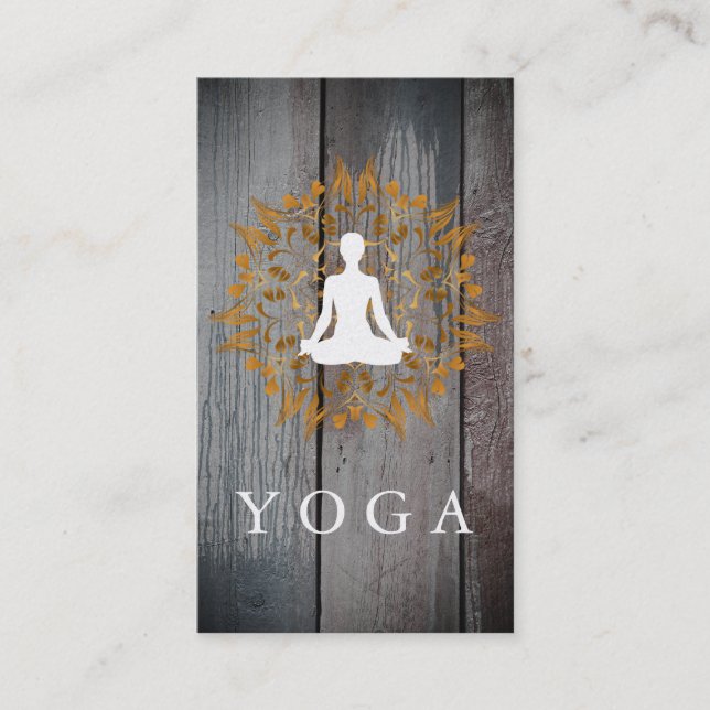 Carte De Visite Élégant Mandala en bois Logo Yoga Soigner la santé (Devant)
