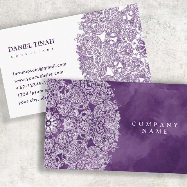 Carte De Visite Elégant Mandala Floral Luxe Purple Thème (Créateur téléchargé)