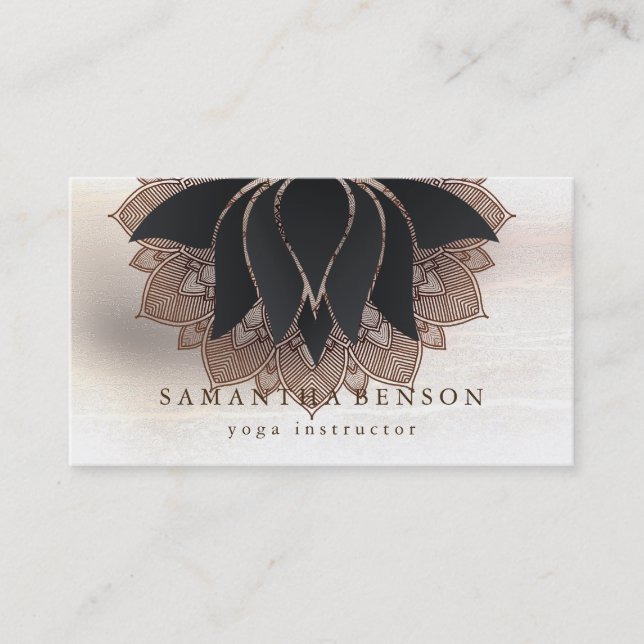 Carte De Visite Élégant Mandala Lotus Flower Logo Yoga Instructeur (Devant)