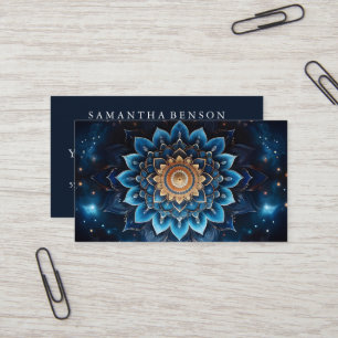 Carte De Visite Élégant Mandala Lotus Flower Logo Yoga Instructeur