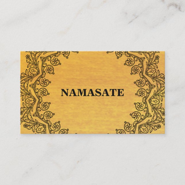 Carte De Visite Élégant Mandala Namaste Gold Yoga Logo Art (Devant)