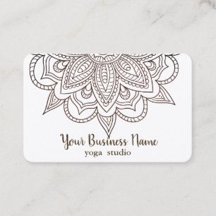 Carte De Visite Élégant Mandala White Chic Classy Yoga Instructeur
