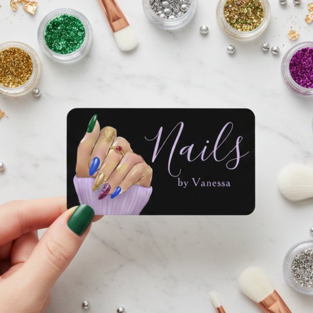 Carte De Visite Elegant Manicurist Nail Technician Luxury Salon (Créateur téléchargé)