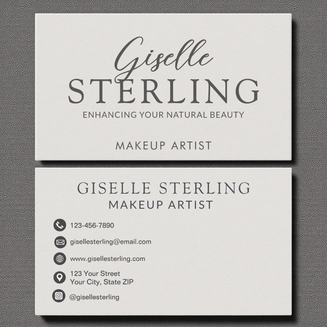 Carte De Visite Elégant maquillage Artiste Luxe Script moderne (Créateur téléchargé)