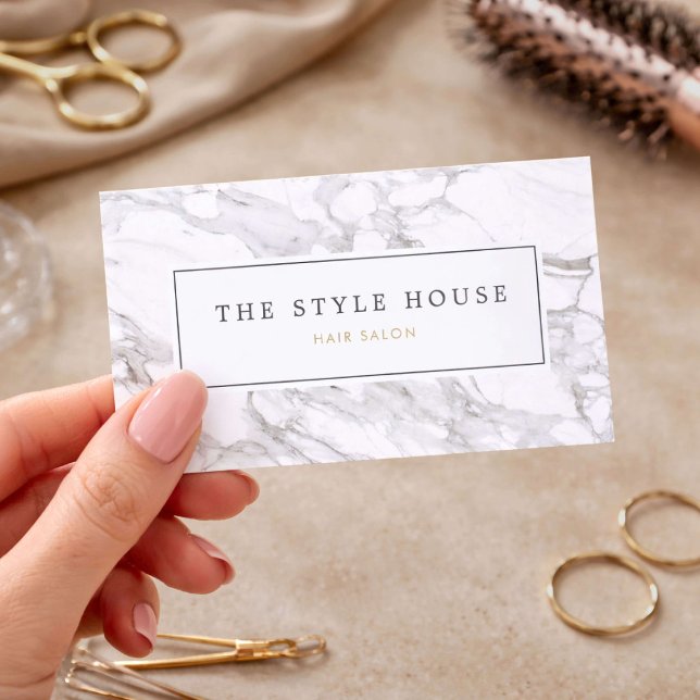 Carte De Visite Elegant Marble Hair Stylist Salon (Créateur téléchargé)