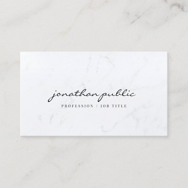 Carte De Visite Elegant Marble Simple Template Script Profile (Devant)