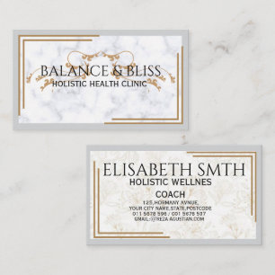 Carte De Visite Élégant Marble Wellness Coaching Professionnel
