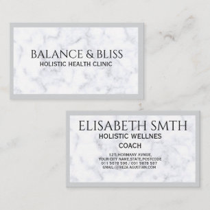 Carte De Visite Élégant Marble Wellness & Coaching Professionnel