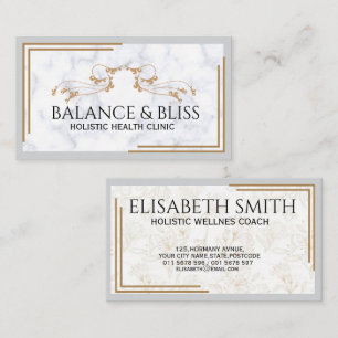 Carte De Visite Élégant Marble Wellness Coaching Professionnel