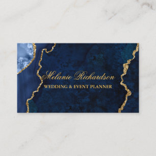 Carte De Visite  Élégant marbre bleu moderne Agate Geode Gold