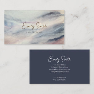 Carte De Visite Elégant marbre d'aquarelle et gris foncé à l'arriè