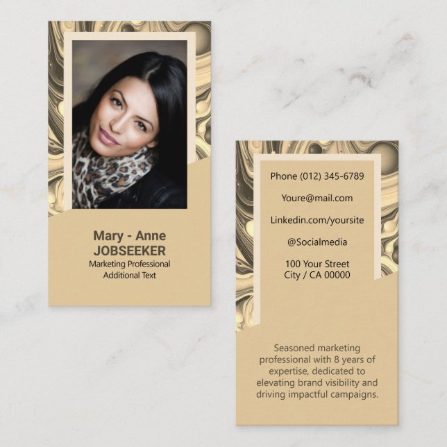 Carte De Visite Elégant Marbre Recherche d'emploi Classy Creative  (Devant / Derrière)