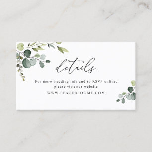 Carte De Visite Elégant Mariage de verdure Détails du site web Car