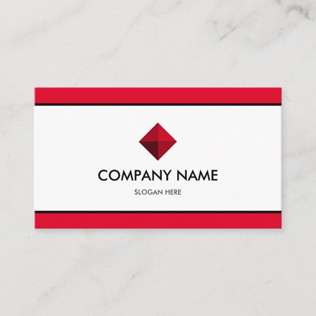 Carte De Visite Élégant Marque Rouge et Blanc (Devant)