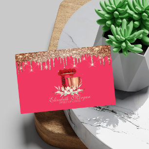 Carte De Visite Élégant mélange rouge Fleurs Drivers Bakery