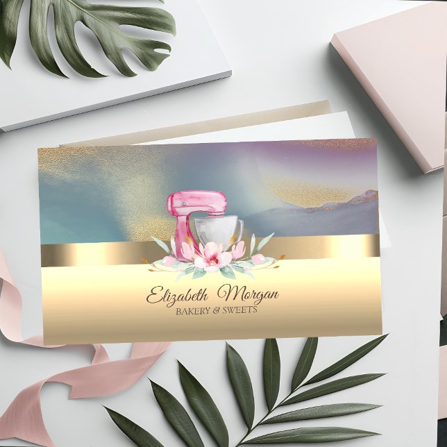 Carte De Visite Élégant mélangeur de gâteaux professionnels Flower (Créateur téléchargé)