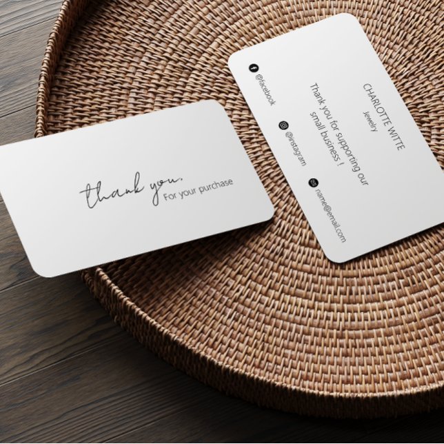 Carte De Visite Élégant Merci De Calligraphie Pour Votre Commande (Elegant Calligraphy Scrip Thank You For Your Order Business Card)