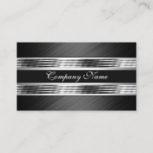 Carte De Visite Élégant Métal Chrome Argent Noir 2