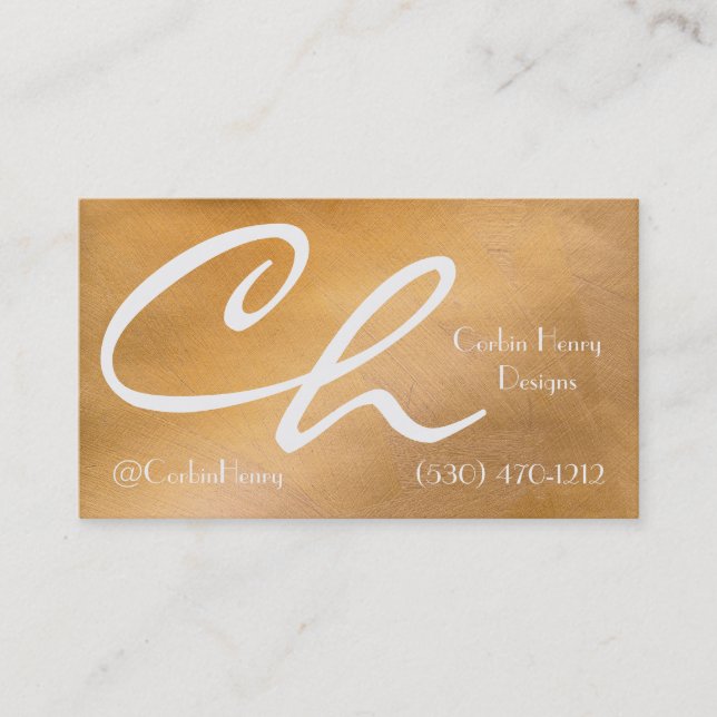 Carte De Visite Élégant Métal Cuivre Blanc Luxe avec Code QR (Devant)