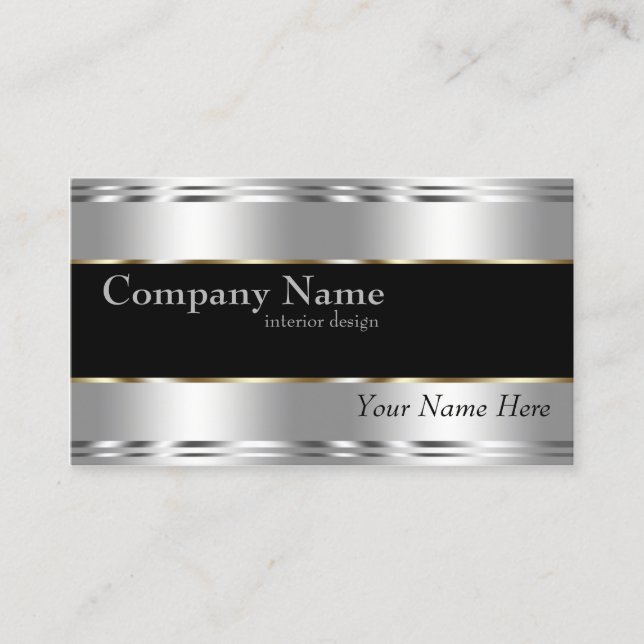 Carte De Visite Élégant Metallic Professionnel Entreprise Argent (Devant)