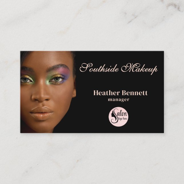 Carte De Visite Elegant Minimal Black Makeup Artist Business  (Devant)