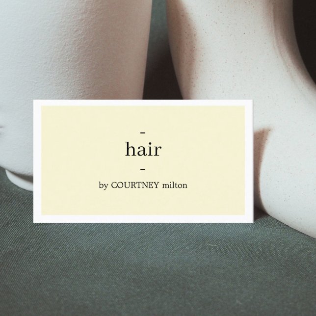 Carte De Visite Elégant minimal coiffeur blanc jaune (Créateur téléchargé)