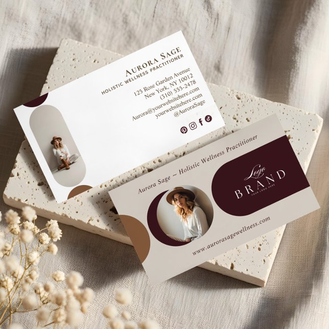 Carte De Visite Elegant Minimal Holistic Celestial Moon Photo Luxe (Elegant Minimal Holistic Celestial Moon Photo Luxe Business Card)