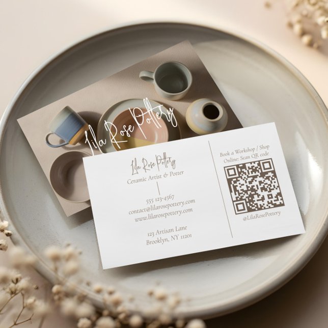 Carte De Visite Elegant Minimal Modern hand Made Pottery Photo (Elegant Minimal Modern hand Made Pottery Photo Business Card)