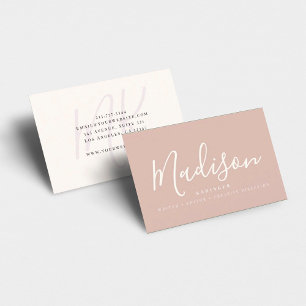 Carte De Visite Elegant Minimal Monogram Blush Ivory Chic Stylish