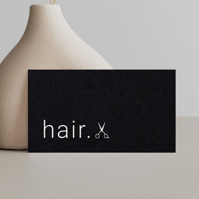 Carte De Visite Elégant minimal noir coiffeur blanc (Créateur téléchargé)