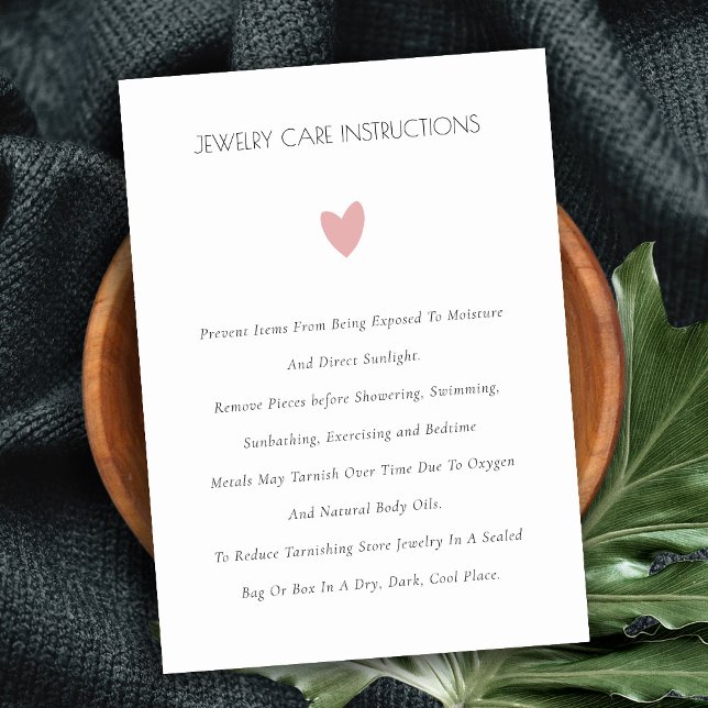 Carte De Visite Élégant minimal simple Coeur rose Bijoux Soins (Créateur téléchargé)