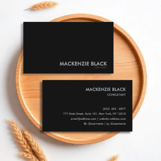 Carte De Visite Elegant Minimalist Black Monochrome Business Card