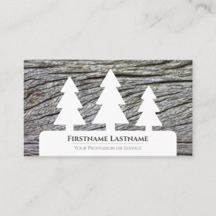 Carte De Visite Elégant minimaliste blanc arbres style bois