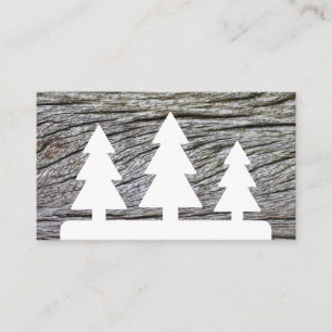 Carte De Visite Elégant minimaliste blanc arbres style bois