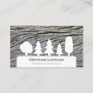 Carte De Visite Elégant minimaliste blanc arbres style bois