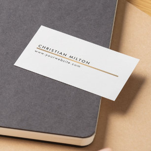 Carte De Visite Élégant minimaliste blanc faux or ligne Consultant