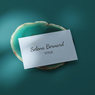 Carte De Visite Élégant Minimaliste Bleu avec Nom en Script