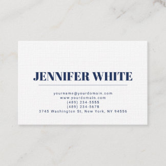 Carte De Visite Elégant minimaliste bleu et blanc clair rétro