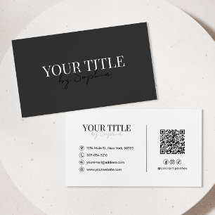 Carte De Visite Élégant Minimaliste Code QR Noir Et Blanc Moderne