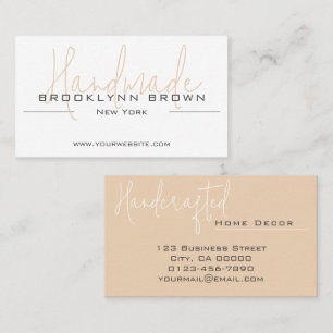 Carte De Visite Élégant minimaliste fait main artisanal Beige