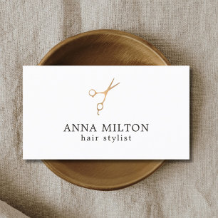 Carte De Visite Élégant minimaliste Faux Gold Scissor Liste de che