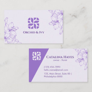 Carte De Visite Élégant minimaliste Lavande florale d'ivoire d'orc