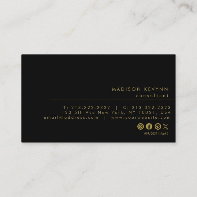 Carte De Visite Élégant minimaliste moderne  (Dos)
