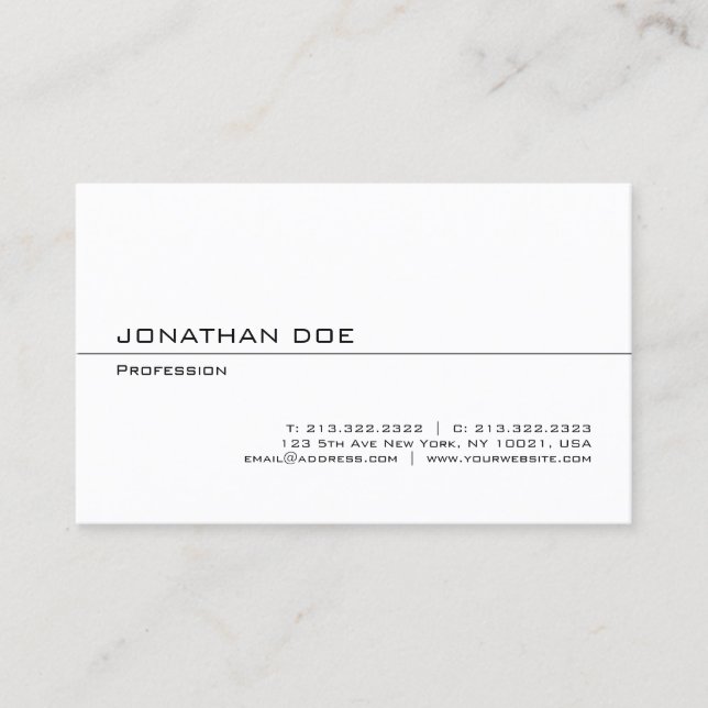 Carte De Visite Élégant minimaliste moderne professionnel blanc él (Devant)