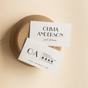 Carte De Visite Élégant minimaliste noir & blanc Boho Chic moderne