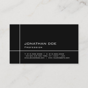 Carte De Visite Élégant minimaliste noir blanc lisse