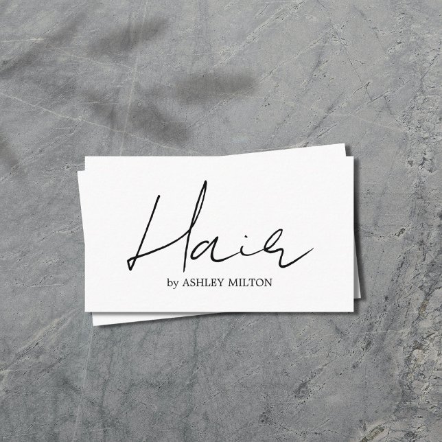 Carte De Visite Elégant minimaliste noir coiffeur blanc (Créateur téléchargé)