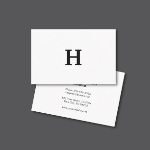 Carte De Visite Élégant minimaliste professionnel blanc monogramme