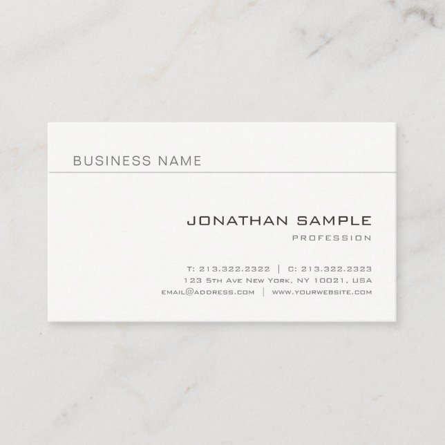 Carte De Visite Élégant minimaliste professionnel moderne Plain (Devant)