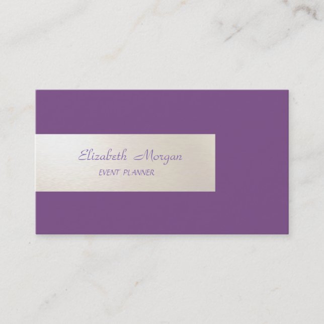 Carte De Visite Élégant minimaliste, Simple, Grillé, Violet (Devant)